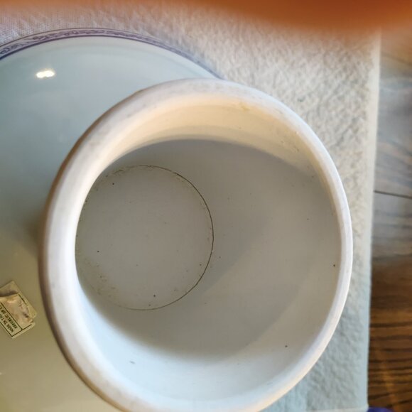 Rep Of China Blu/Whi Double Happiness Porcelain Tazza Offering Plate+Orig Label - Picture 6 of 13